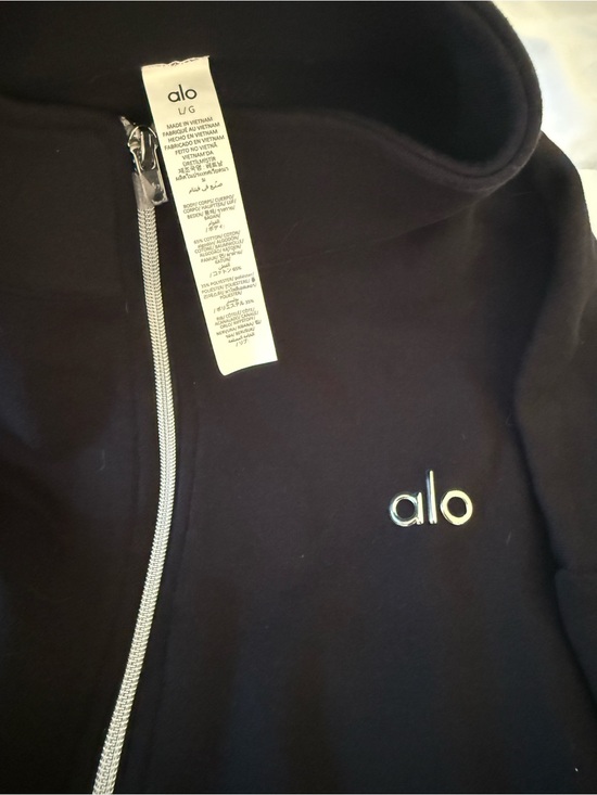ALO Yoga Tops - Alo Black Half Zip Crew with Silver Logo